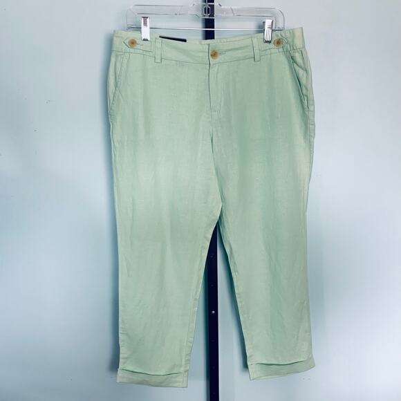 NWT Banana Republic Factory Mint Green Linen/Cotton Pants Size 10 - Picture 2 of 6